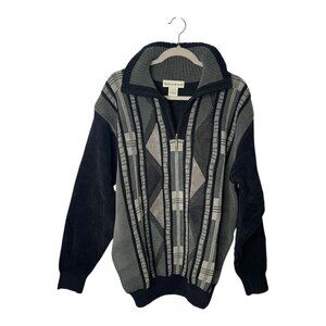 Vintage Grandpacore quarter zip Black Preppy Academia Teacher 90s‎ Size  Large